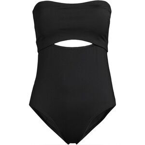 Land's End BANDEAU cut out standard leg one piece swimsuit black size large